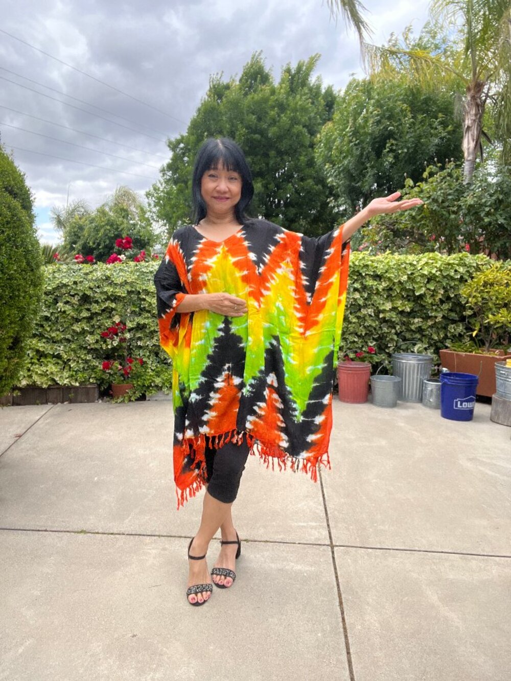 KB529 Tie Dye Batik Caftan Tunic Batik Plus Blouse Top